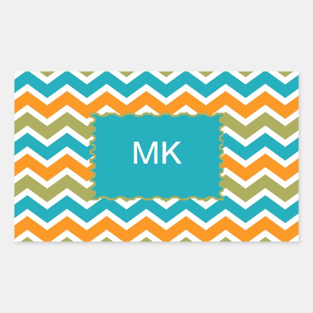 Peacock Vibrant Tribal Zigzag Rectangular Sticker (Front)