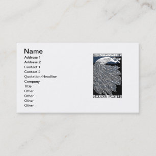 Peacock Vintage Blue Art Nouveau Art Business Card