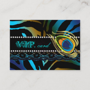 Peacock VIP Card Lace Zebra Blue Gold