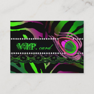 Peacock VIP Card Lace Zebra Lime Pink