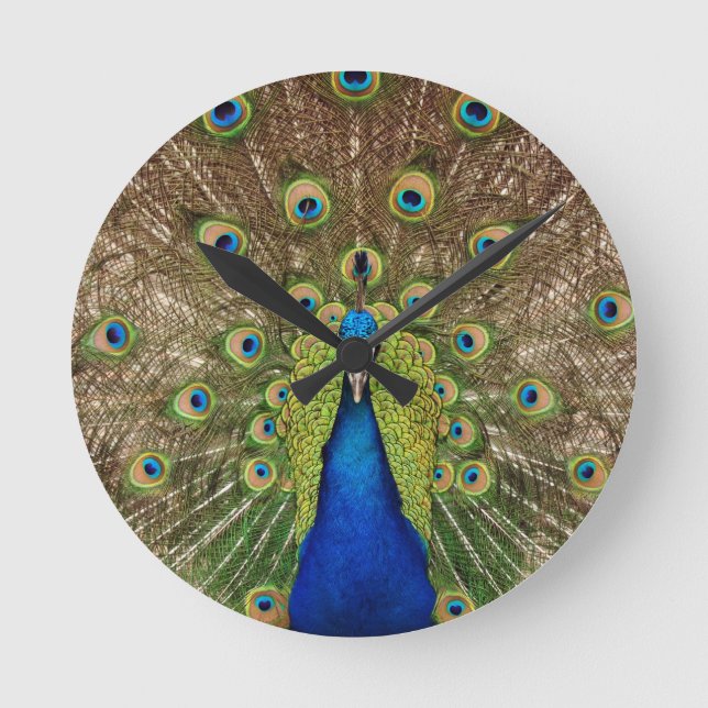Peacock wall clock (Front)