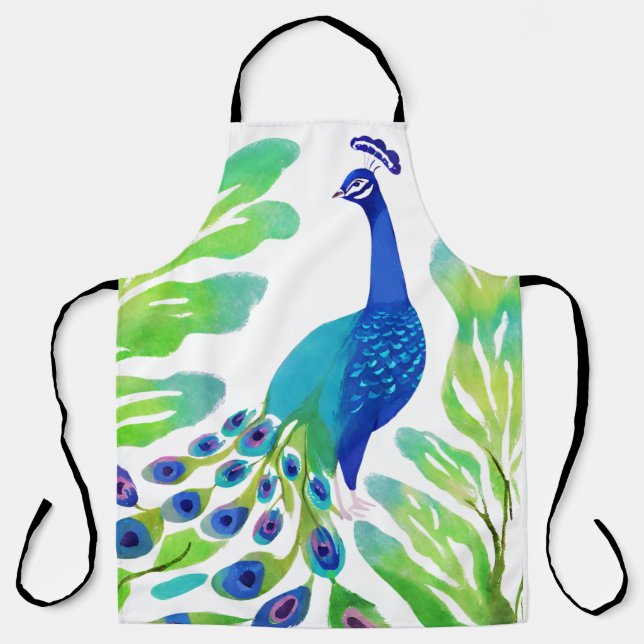 Peacock Watercolor Apron (Front)