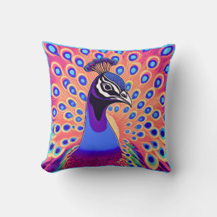 Peacock Watercolor Cushion