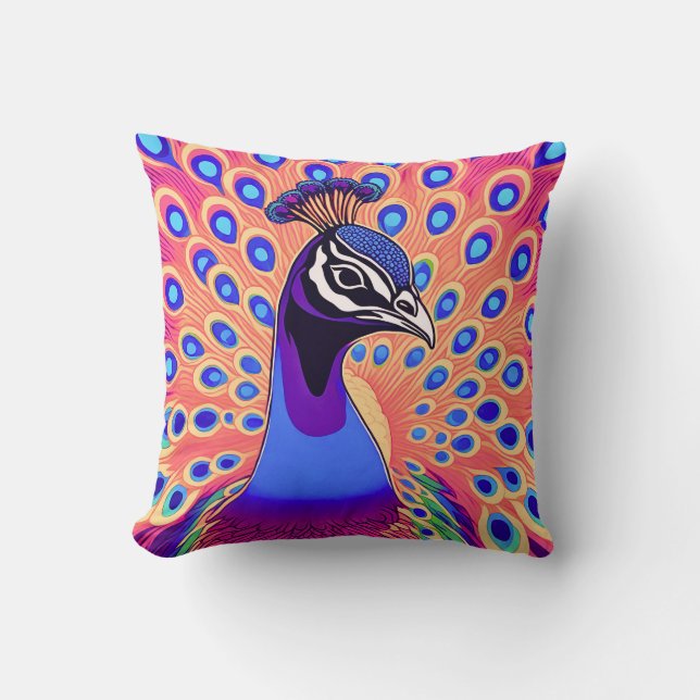 Peacock Watercolor Cushion (Front)