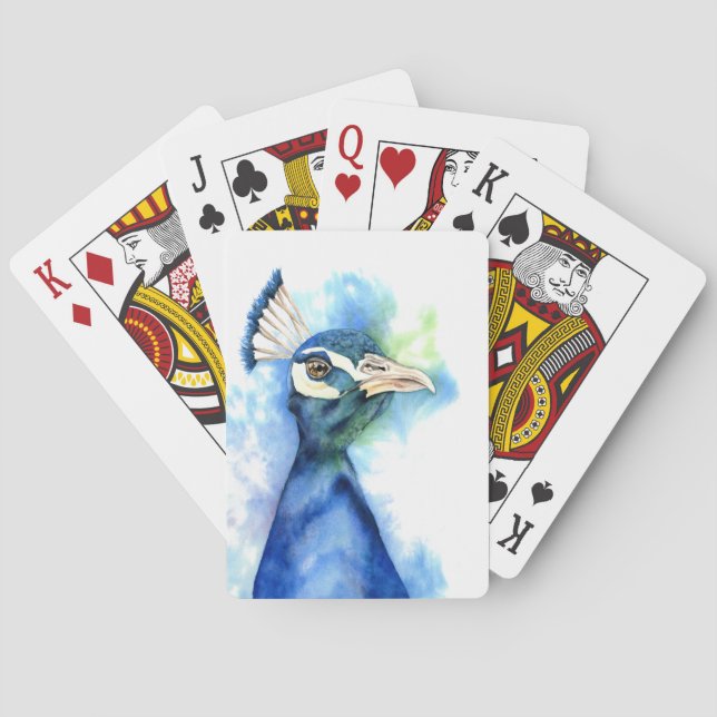 Peacock Watercolor Painting Playing Cards (Back)