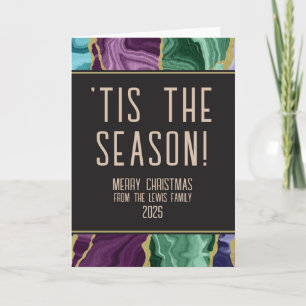 Peacock Watercolour Agate Christmas Card