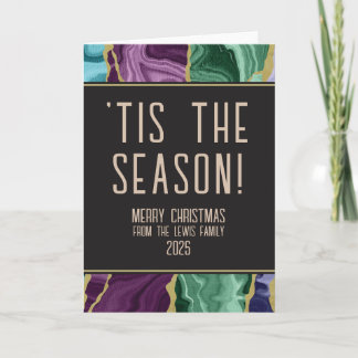 Peacock Watercolour Agate Christmas Card