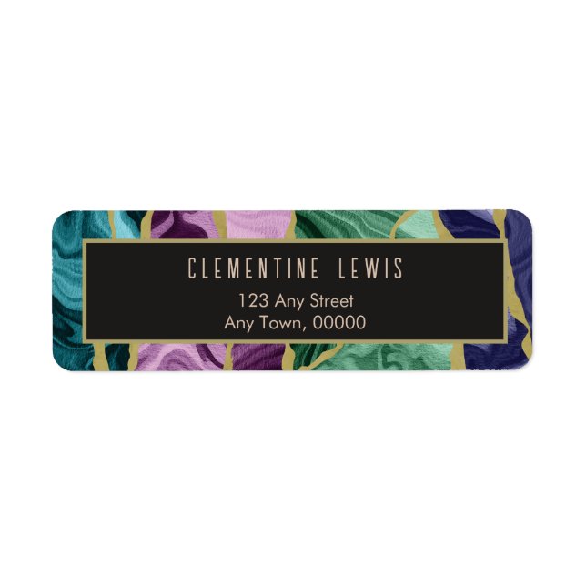 Peacock Watercolour Agate Return Address Label (Front)