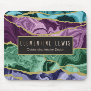 Peacock Watercolour Agate V2 Customisable Mouse Pad