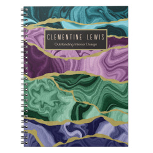 Peacock Watercolour Agate V2 Customisable Notebook