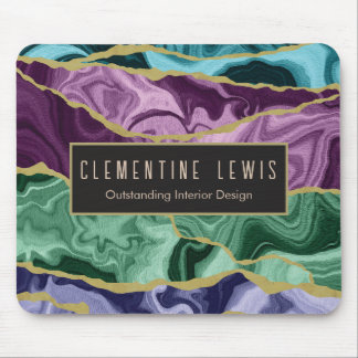 Peacock Watercolour Agate V2 Customizable Mouse Pad