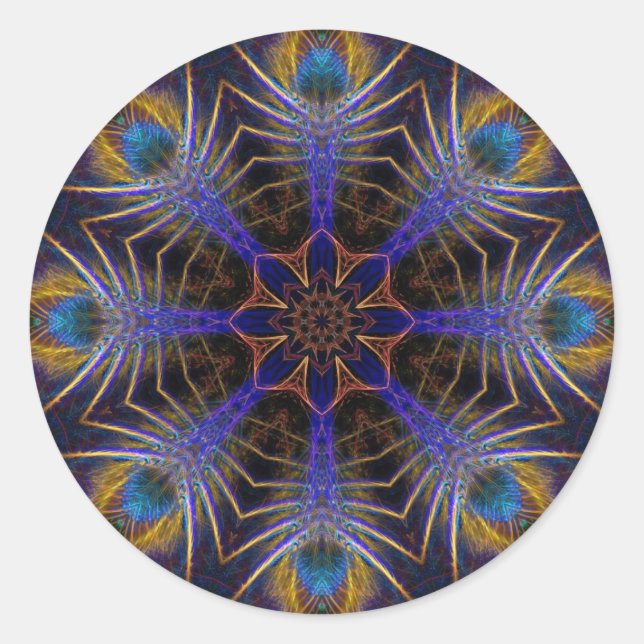 Peacock Web Fractals Geometric Art Sticker (Front)