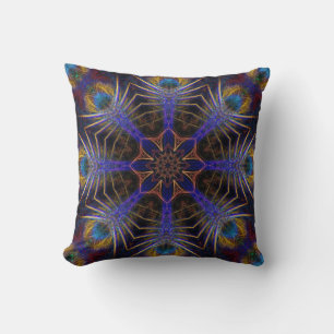 Peacock Web Fractals Jumbo Cushion Pillow