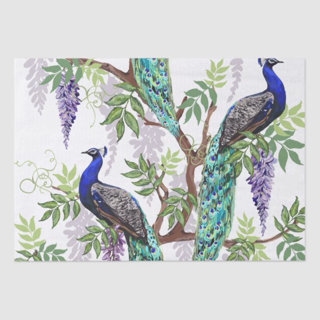 Peacock wedding 15"x"20" tissue paper (Front)