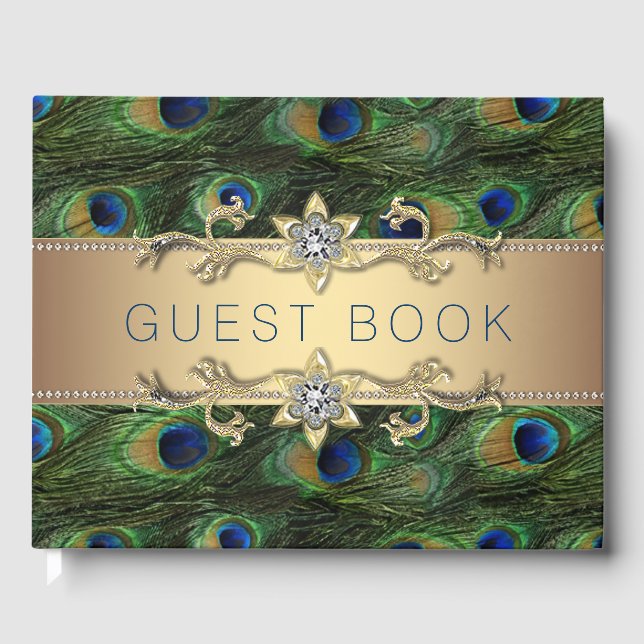 Peacock Wedding Guest Book (Front)