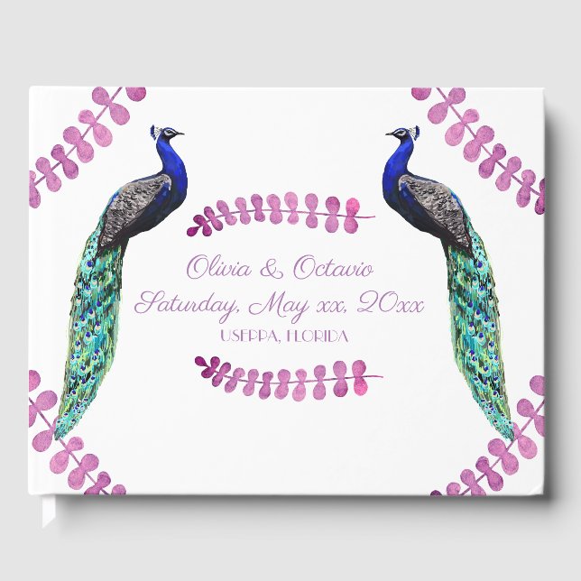 Peacock Wedding Guest Book (Front)