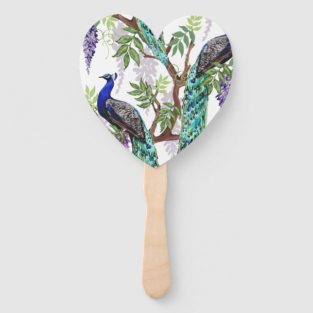 Peacock Wedding Hand Fan (Back)