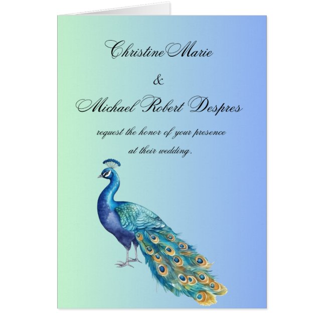 Peacock Wedding Invitation (Front)