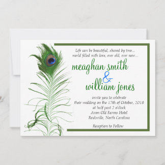 Peacock Wedding Invitation 5X7
