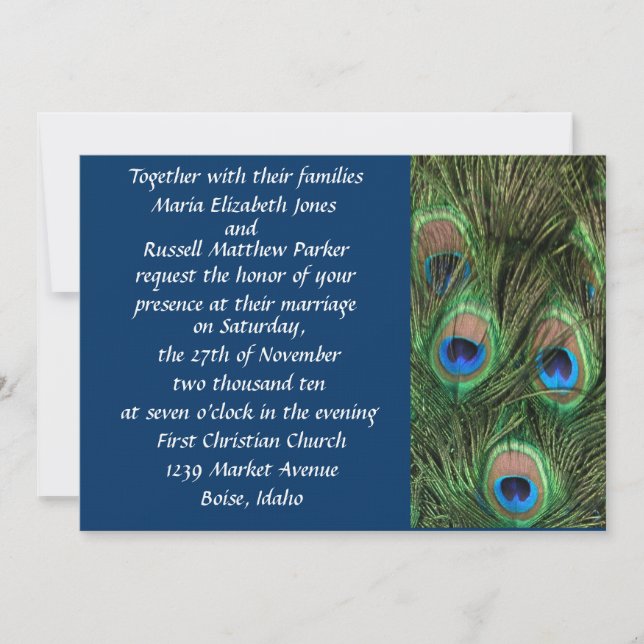 Peacock Wedding Invitations (Front)