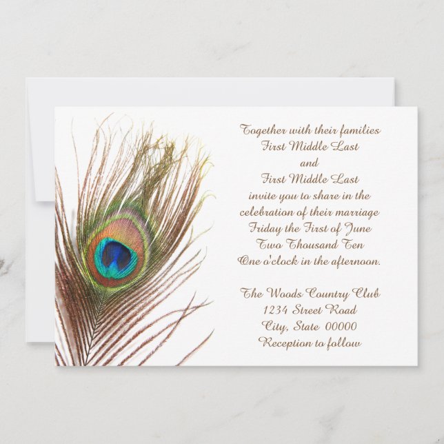 Peacock Wedding Invitations (Front)