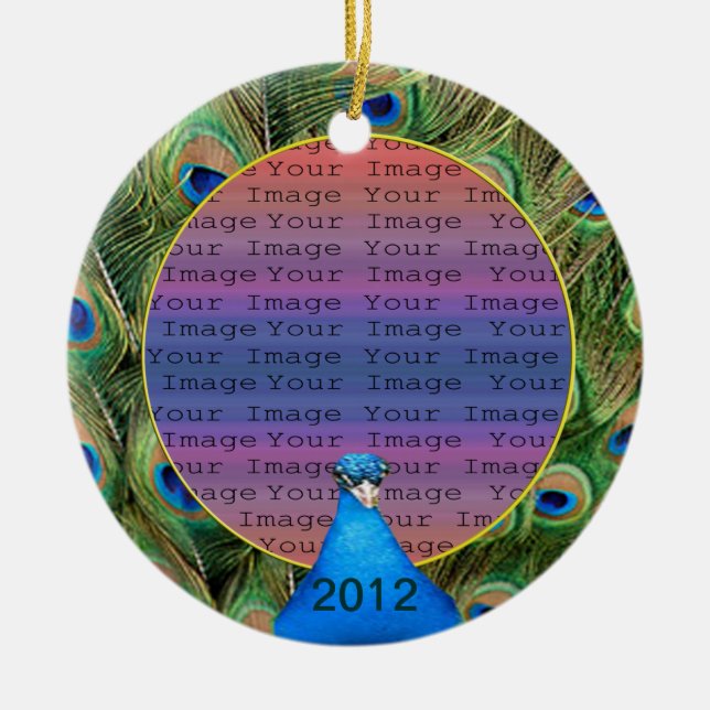 Peacock Wedding Photo Ornament (Front)
