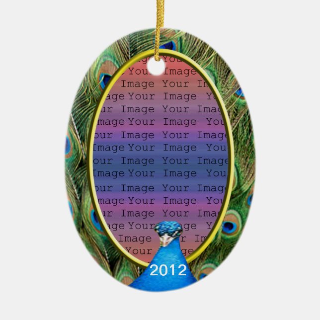 Peacock Wedding Photo Ornament (Front)