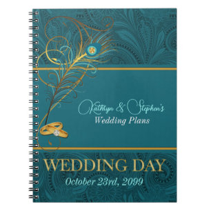Peacock Wedding Planner for Brides with Name Notebook