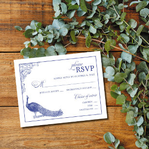 Peacock Wedding Reply Card