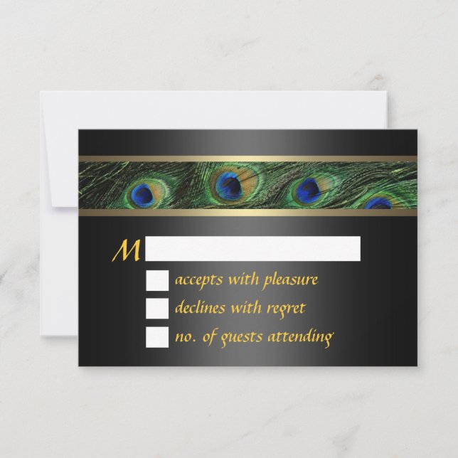 Peacock Wedding RSVP Card (Front)