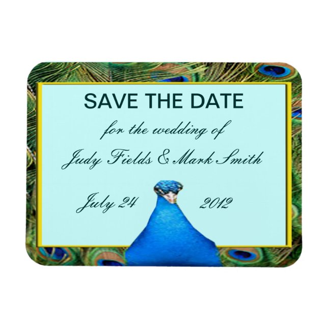 Peacock Wedding Save The Date Magnet (Horizontal)