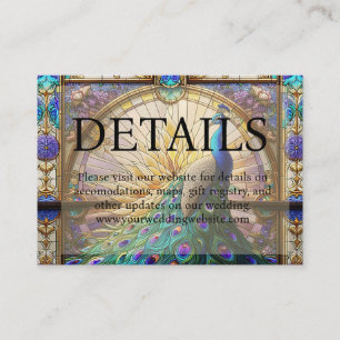 Peacock Wedding Stained Glass Details Website Enclosure Card