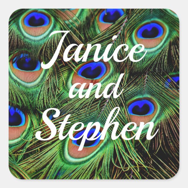 Peacock Wedding Stickers Favour Envelope Seal (Front)