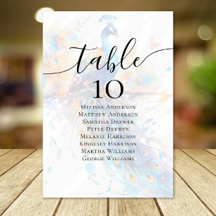 Peacock Wedding Table Seating Chart Table Number