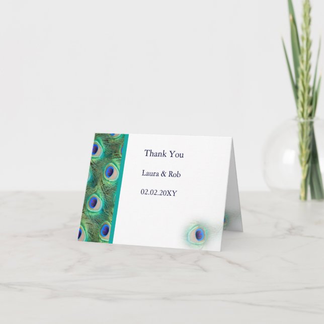 peacock wedding Thank You Card (Front)