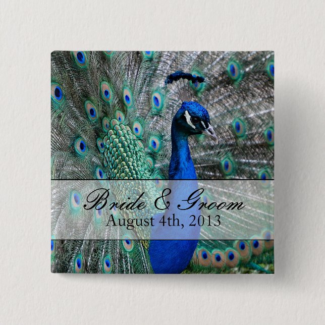 Peacock Wedding Theme 1 15 Cm Square Badge (Front)