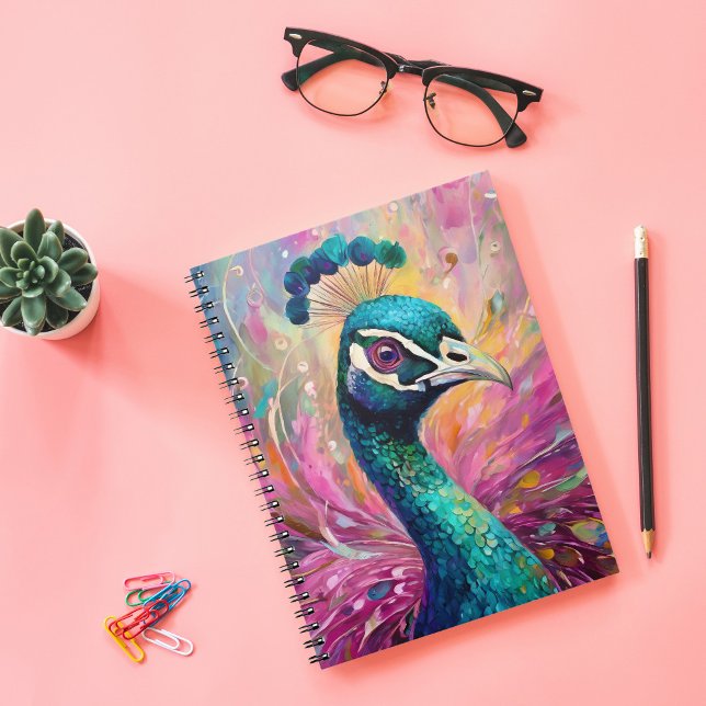 Peacock Whimsical Modern Impressionist Art Notebook (Creator Uploaded)