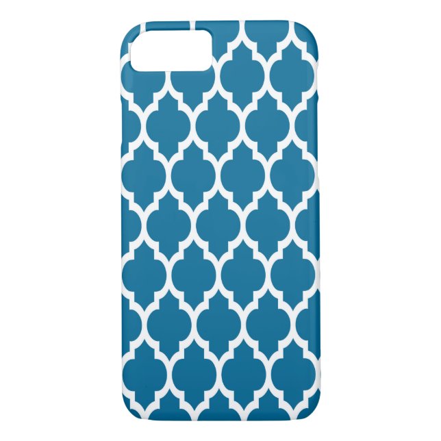 Peacock, White Moroccan Quatrefoil Pattern #4 Case-Mate iPhone Case (Back)