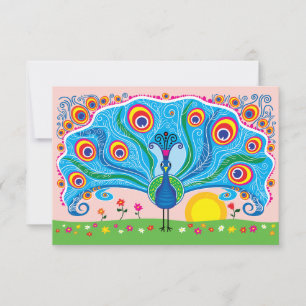 Peacock with Flowers