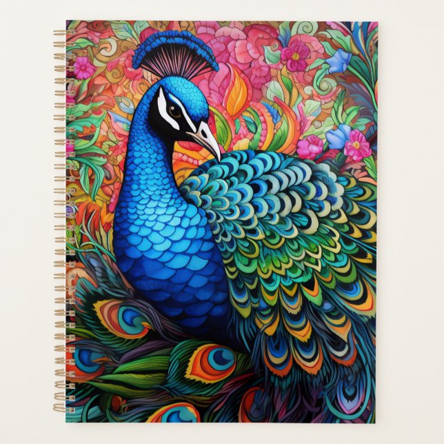 Peacock with Flowers  Planner (Front)