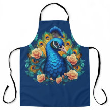 Peacock With Peach Roses