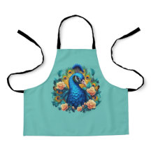 Peacock With Peach Roses