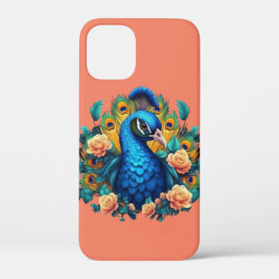 Peacock With Peach Roses iPhone 12 Mini Case