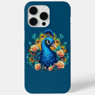 Peacock With Peach Roses iPhone 15 Pro Max Case
