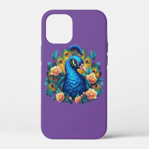Peacock With Peach Roses iPhone 12 Mini Case