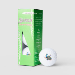 Peacock With Purple Flowers Golf Balls