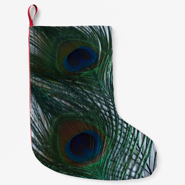 Peacock with White Small Christmas Stocking (Front)