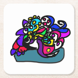 Peacock wonder square paper coaster