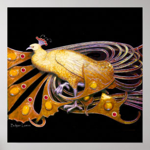 PEACOCK ,yellow red purple black Poster