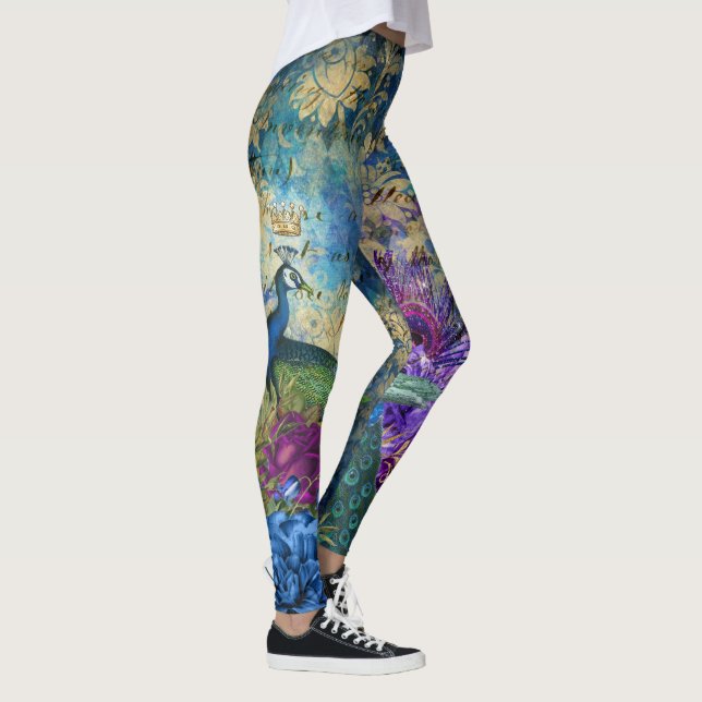 Peacock Yoga Pilates Hot Pants Leggings (Right)